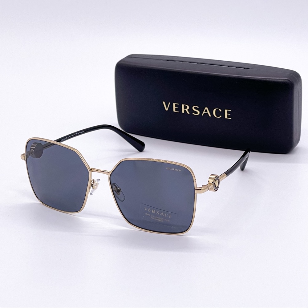 NEW VERSACE POLARIZED SUNGLASSES VE2227 1002/81 EYEWEAR VERSACE MOD 2227